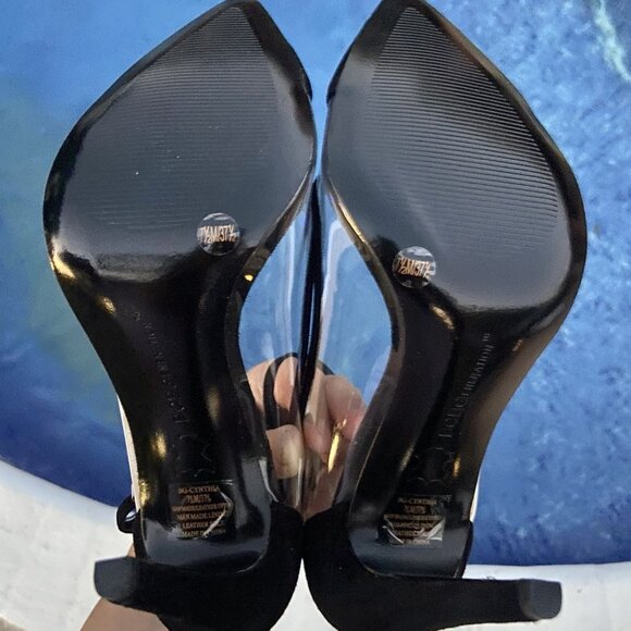 BCBGeneration BLACK SUEDE HEELS — CLEAR PUMPS - Picture 6 of 9